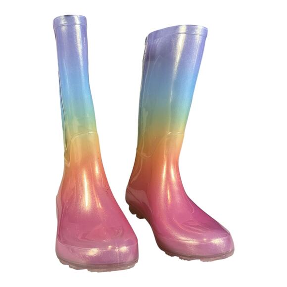New Without Tag Cat & Jack Rainbow Rain Boot Cece Style Size 5 Big Kids - Picture 2 of 12